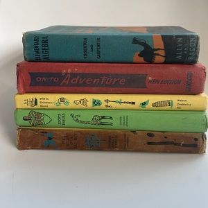 Vintage rainbow books stack childrens